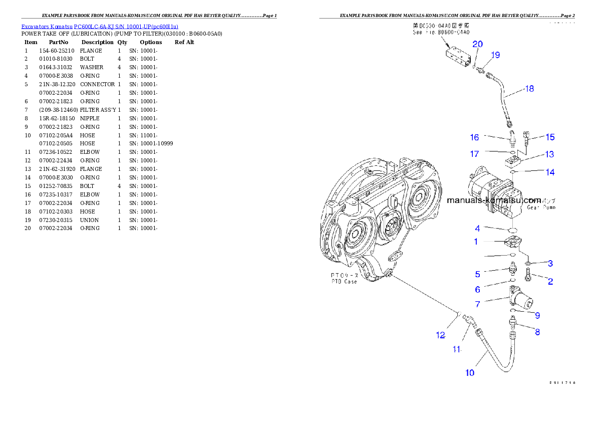 Protected: PC600LC-6A-KJ S/N 10001-UP Partsbook
