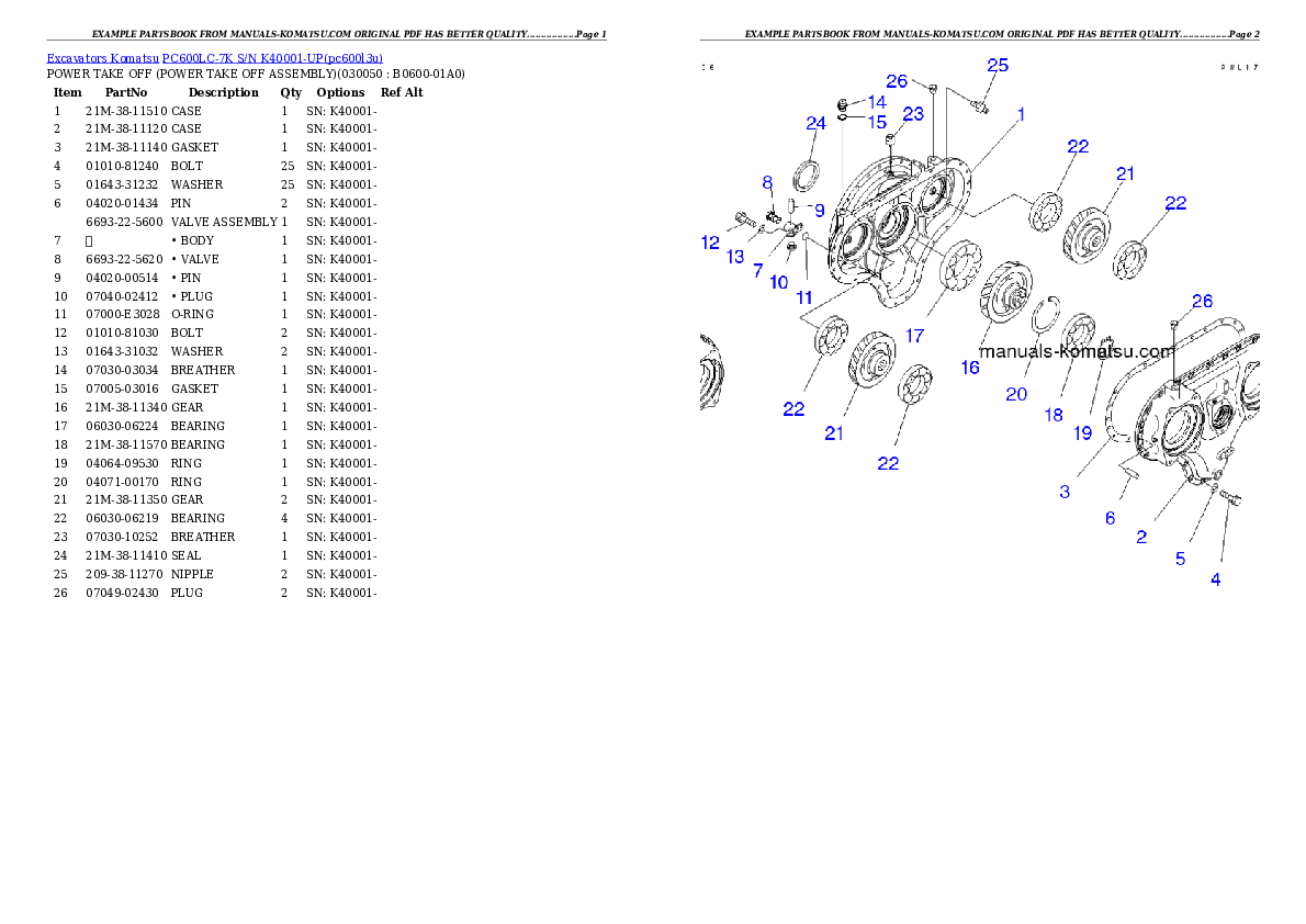 Protected: PC600LC-7K S/N K40001-UP Partsbook