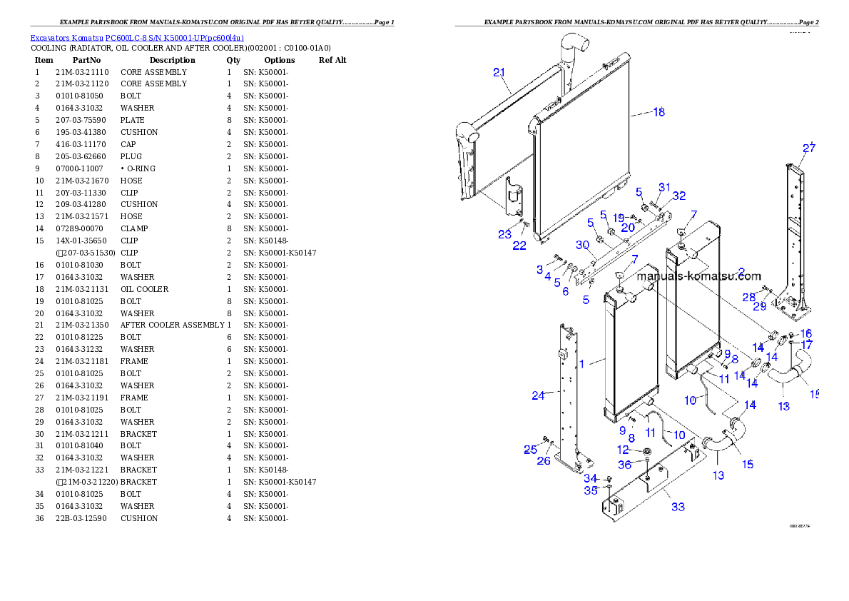 Protected: PC600LC-8 S/N K50001-UP Partsbook
