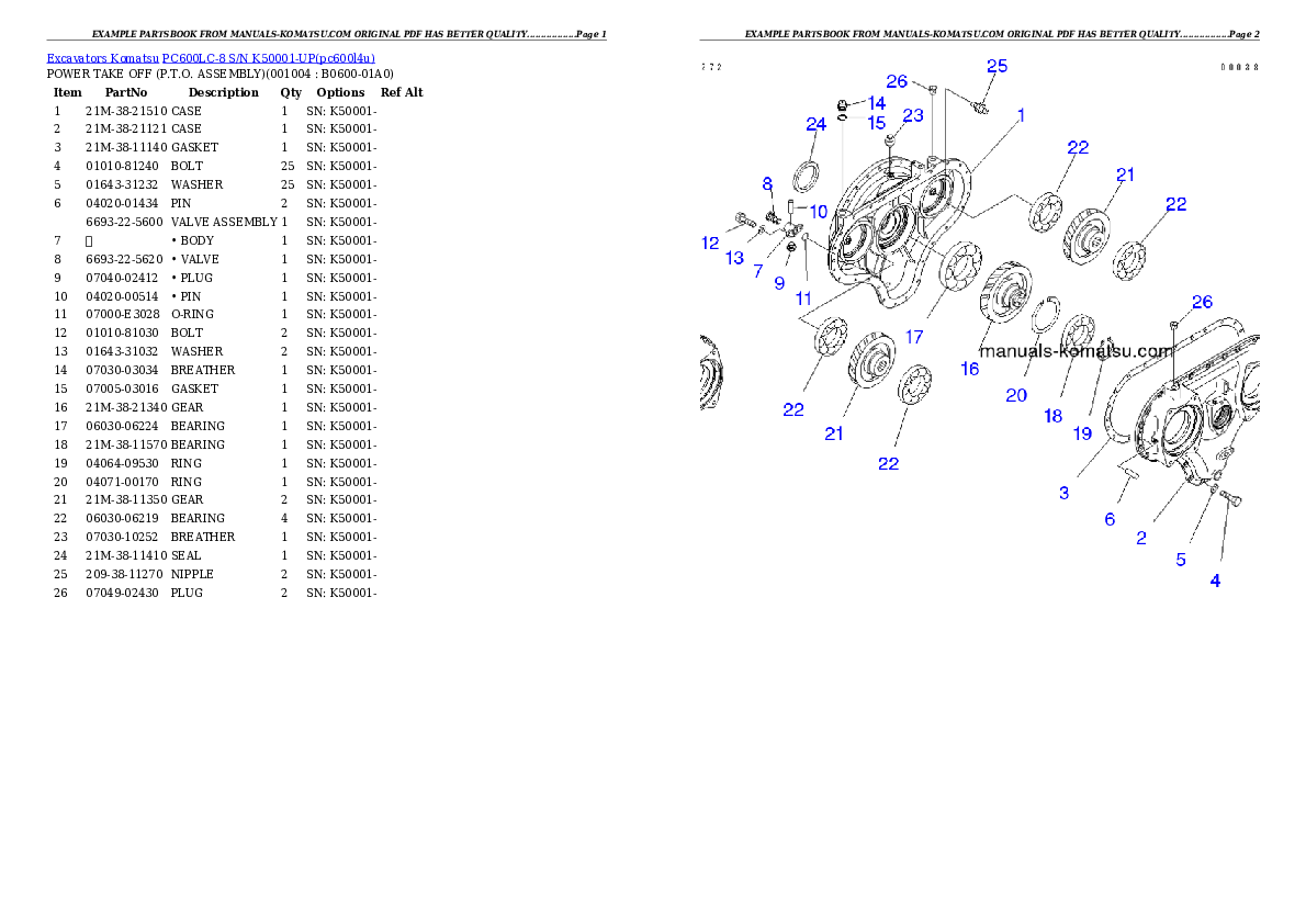 Protected: PC600LC-8 S/N K50001-UP Partsbook