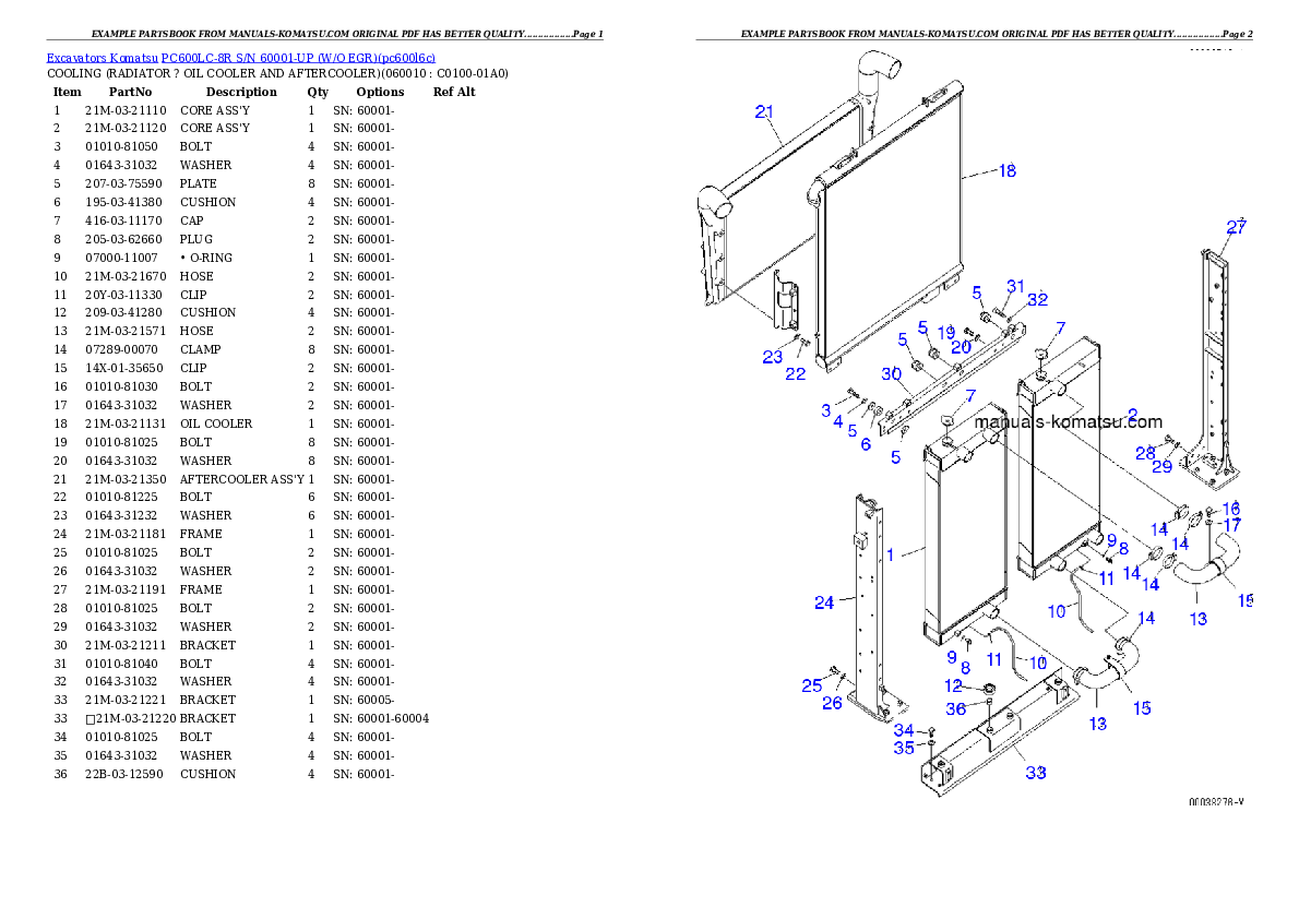 Protected: PC600LC-8R S/N 60001-UP (W/O EGR) Partsbook