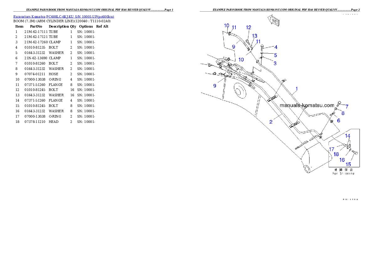 Protected: PC600LC-6KJ-KU S/N 10001-UP Partsbook