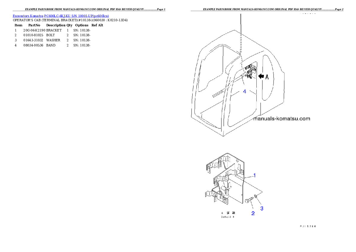 Protected: PC600LC-6KJ-KU S/N 10001-UP Partsbook
