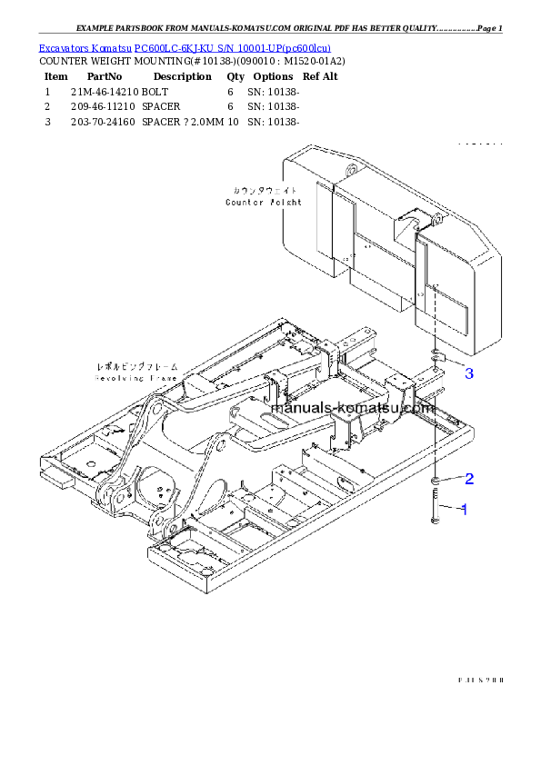 Protected: PC600LC-6KJ-KU S/N 10001-UP Partsbook