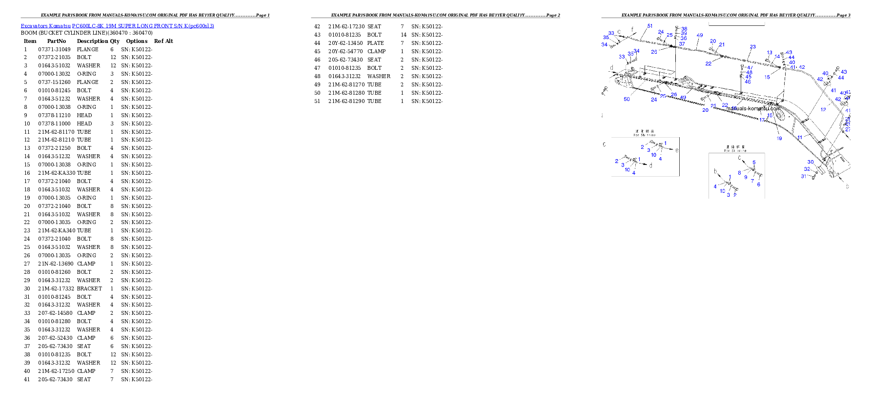 Protected: PC600LC-8K 19M SUPER LONG FRONT S/N K Partsbook