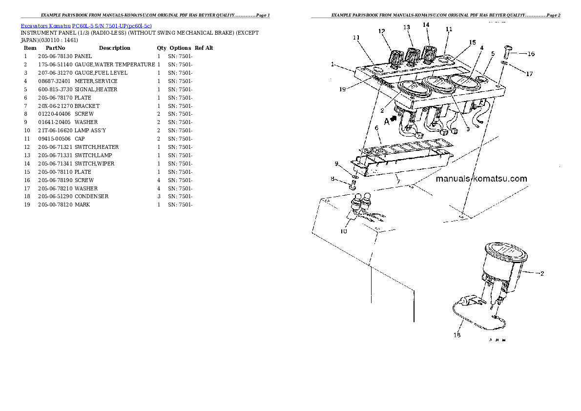 Protected: PC60L-5 S/N 7501-UP Partsbook