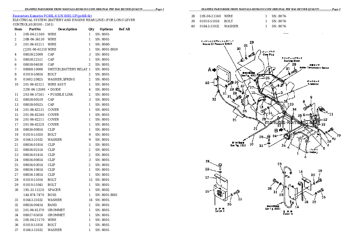 Protected: PC60L-6 S/N 8001-UP Partsbook