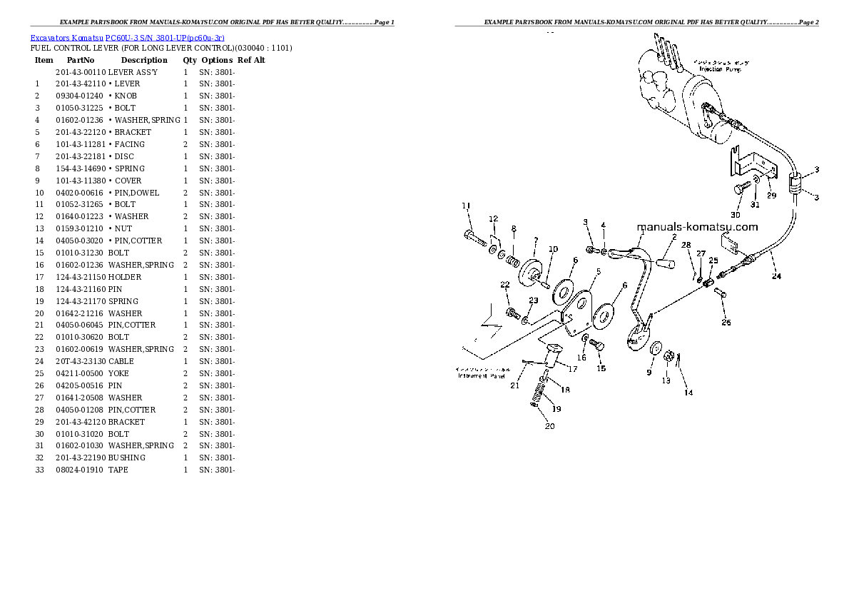 Protected: PC60U-3 S/N 3801-UP Partsbook