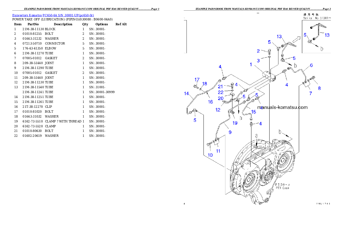 Protected: PC650-6A S/N 30001-UP Partsbook