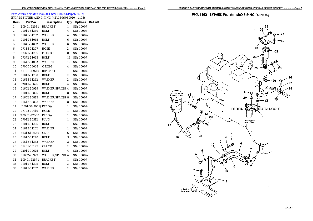 PC650-1 S/N 10007-UP Partsbook