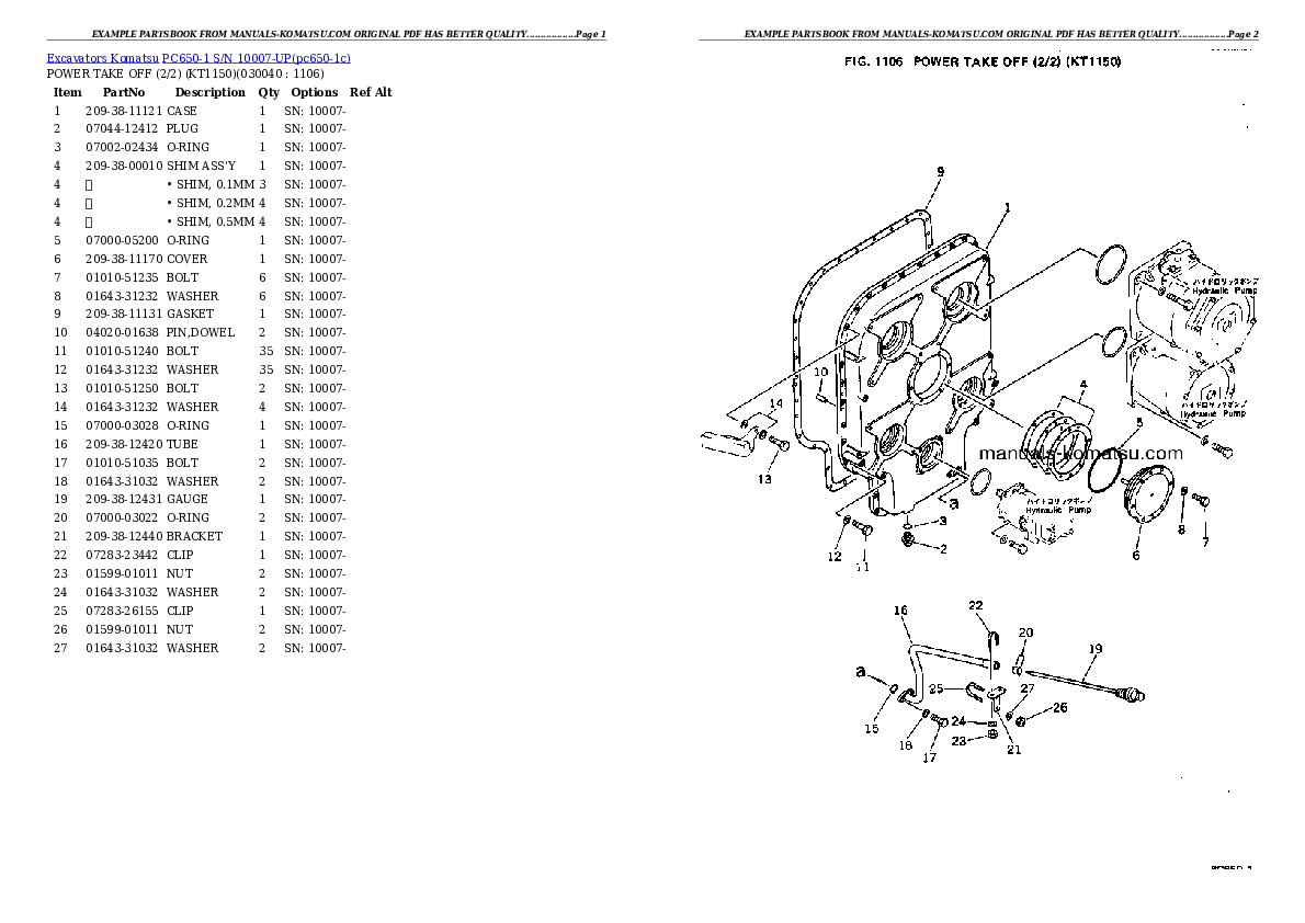 Protected: PC650-1 S/N 10007-UP Partsbook