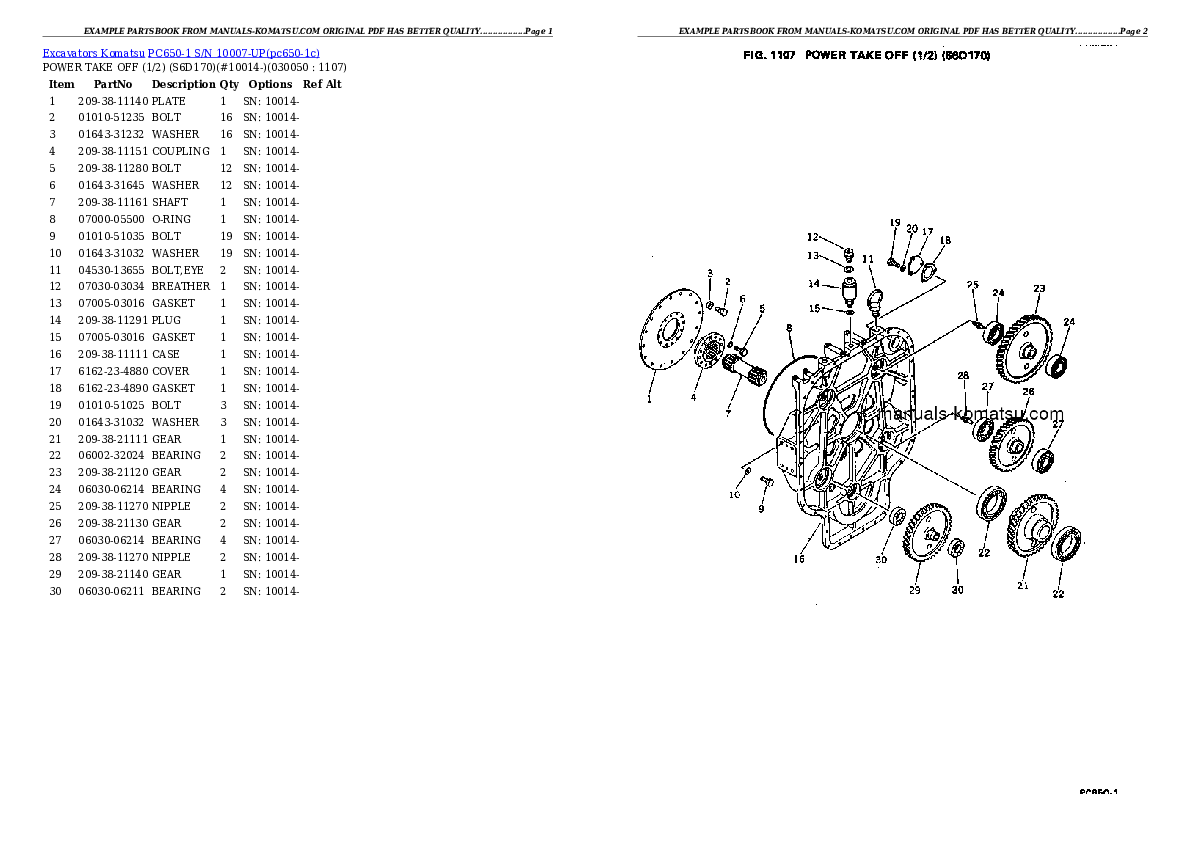 Protected: PC650-1 S/N 10007-UP Partsbook