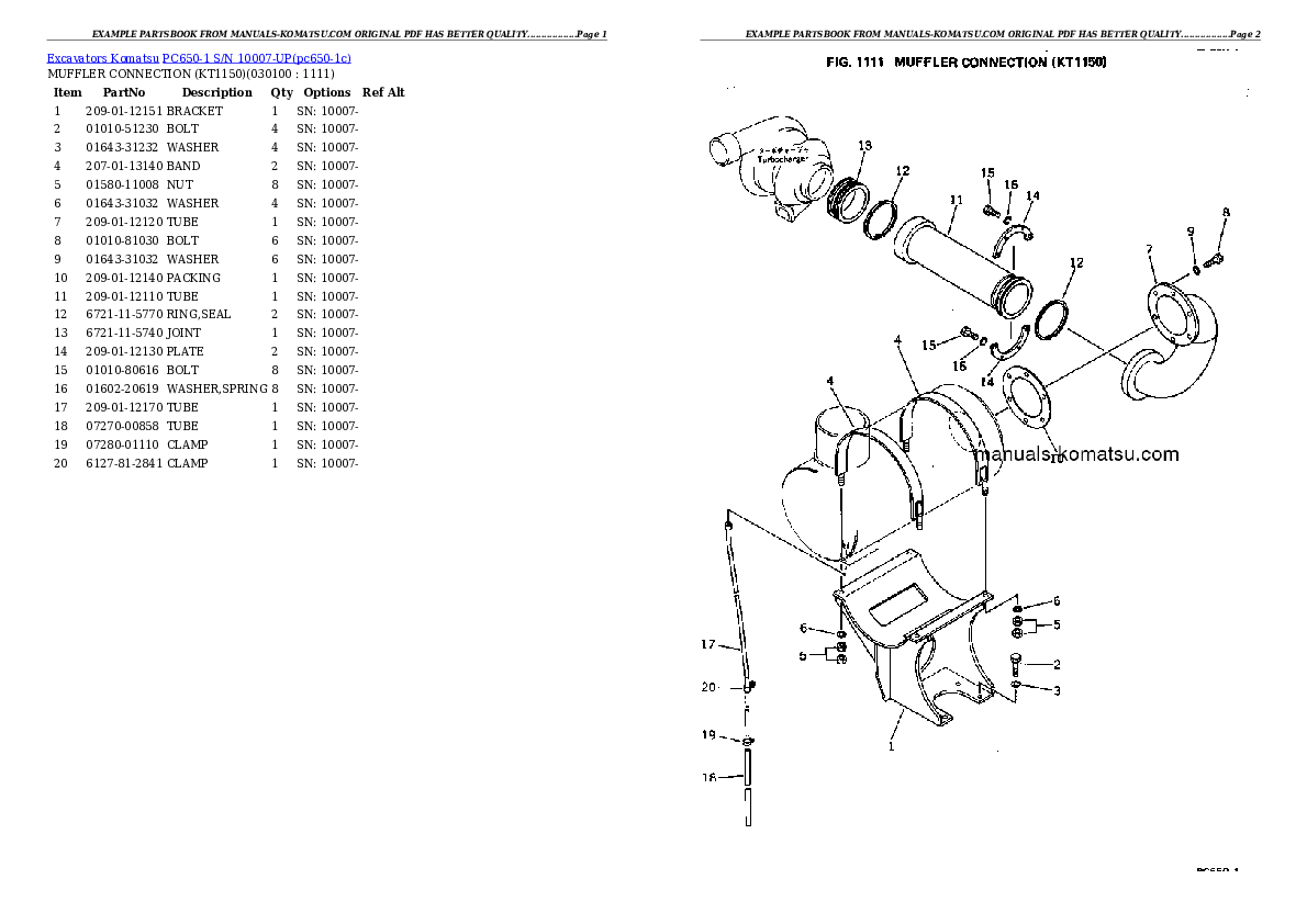 Protected: PC650-1 S/N 10007-UP Partsbook