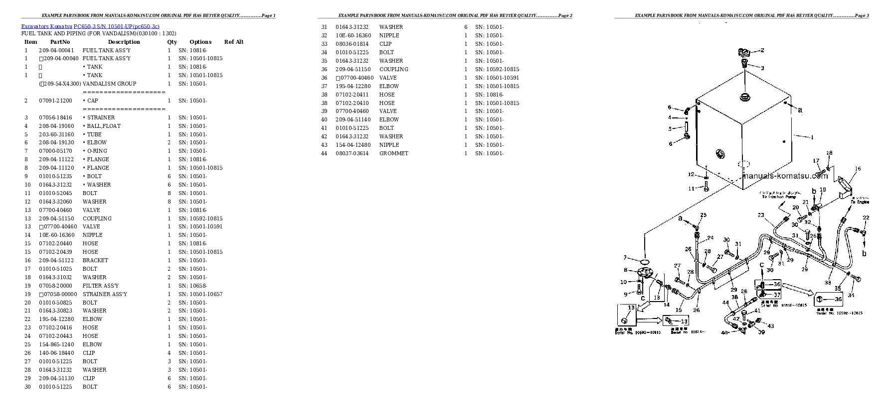 Protected: PC650-3 S/N 10501-UP Partsbook