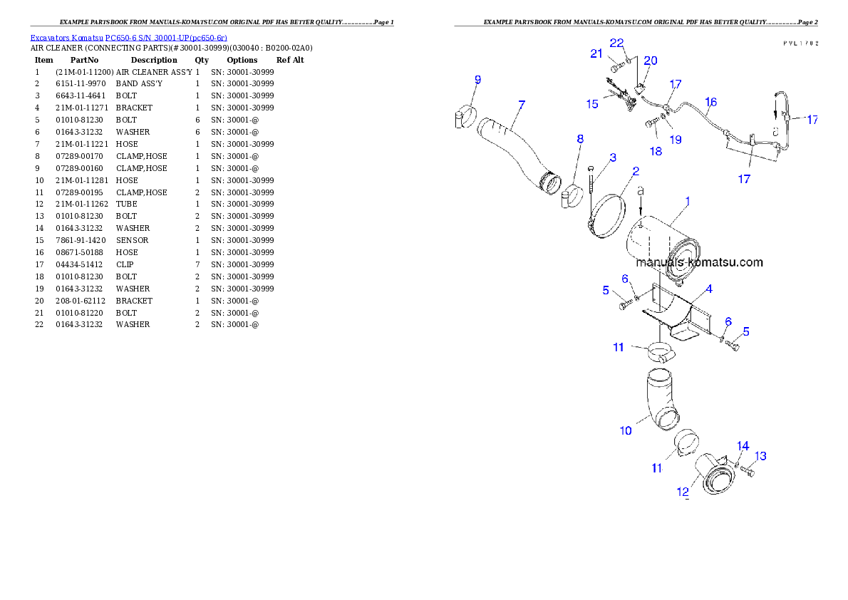 Protected: PC650-6 S/N 30001-UP Partsbook