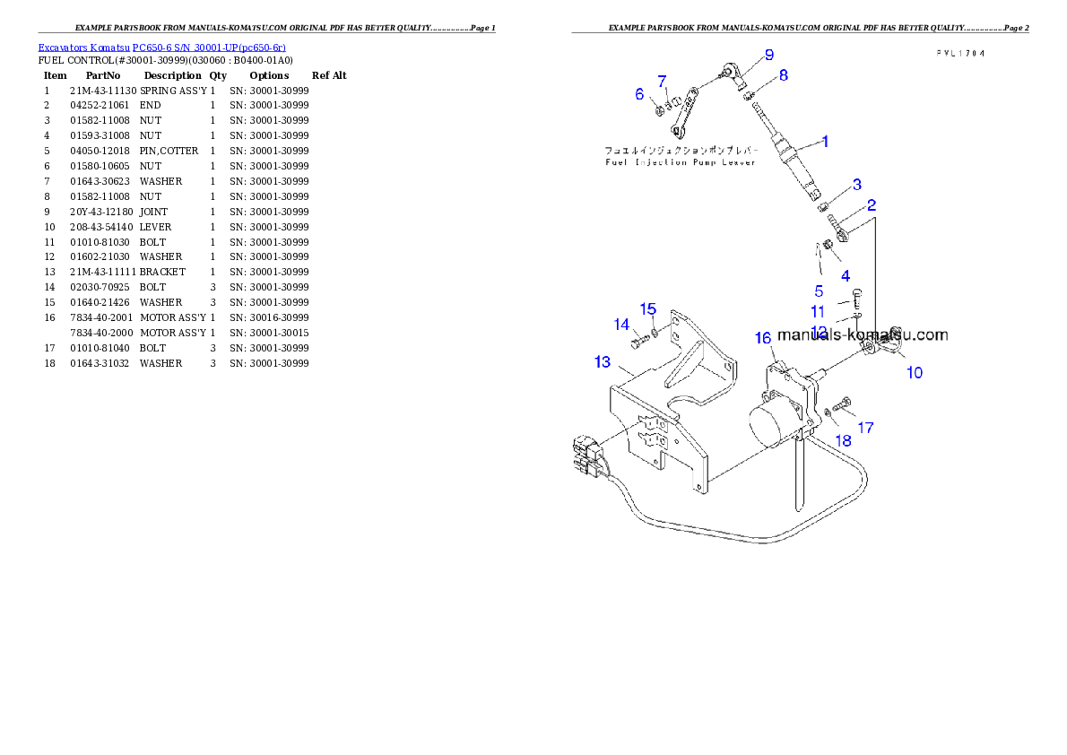 Protected: PC650-6 S/N 30001-UP Partsbook