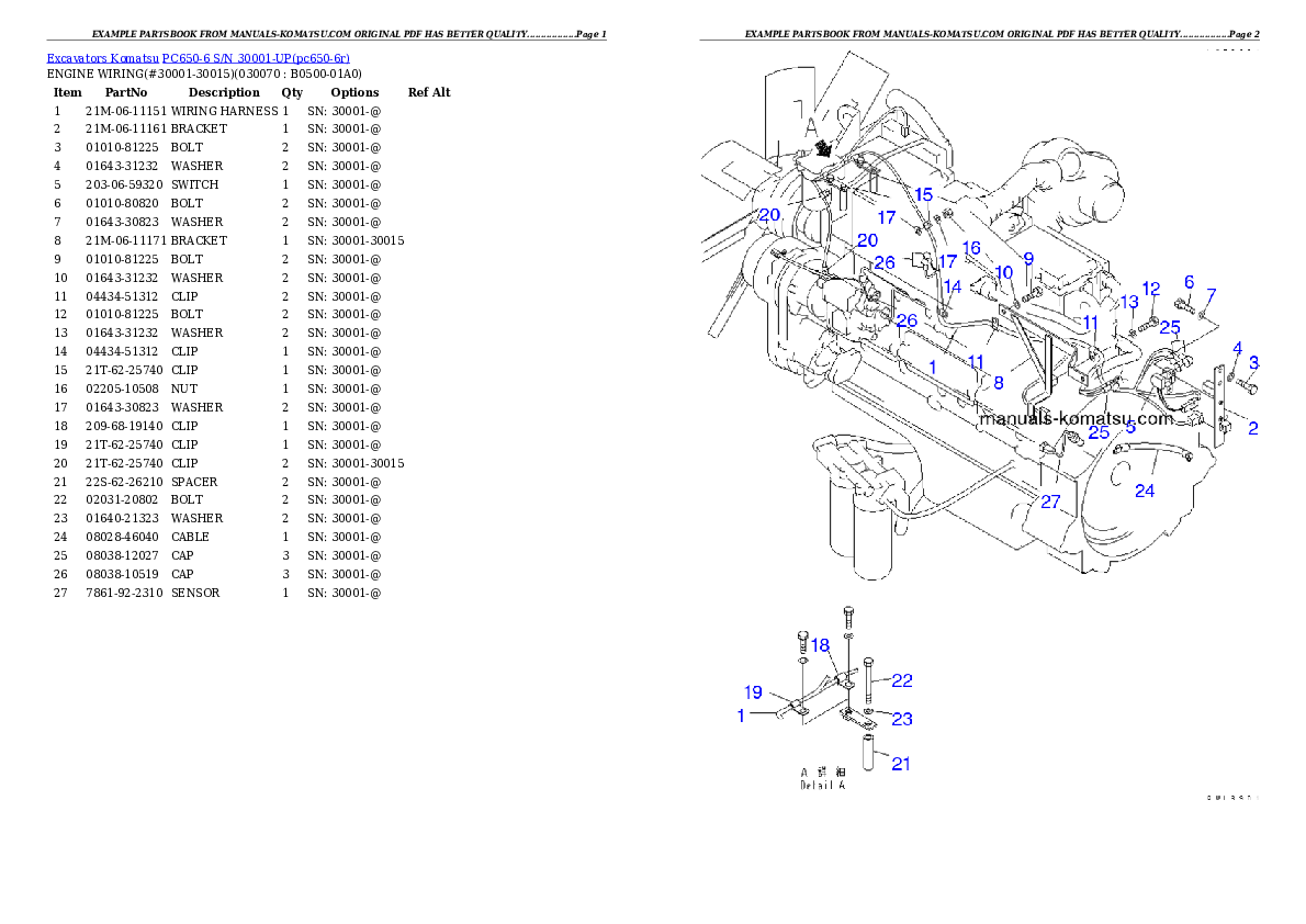 Protected: PC650-6 S/N 30001-UP Partsbook