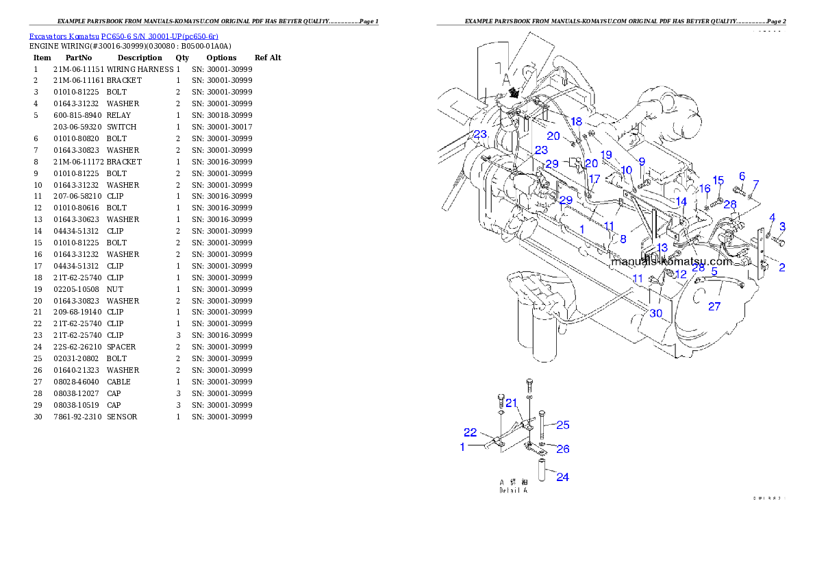 Protected: PC650-6 S/N 30001-UP Partsbook