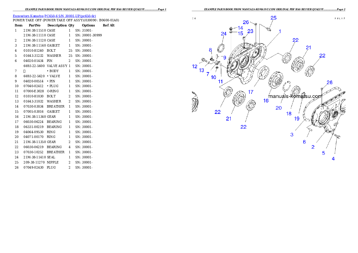 Protected: PC650-6 S/N 30001-UP Partsbook