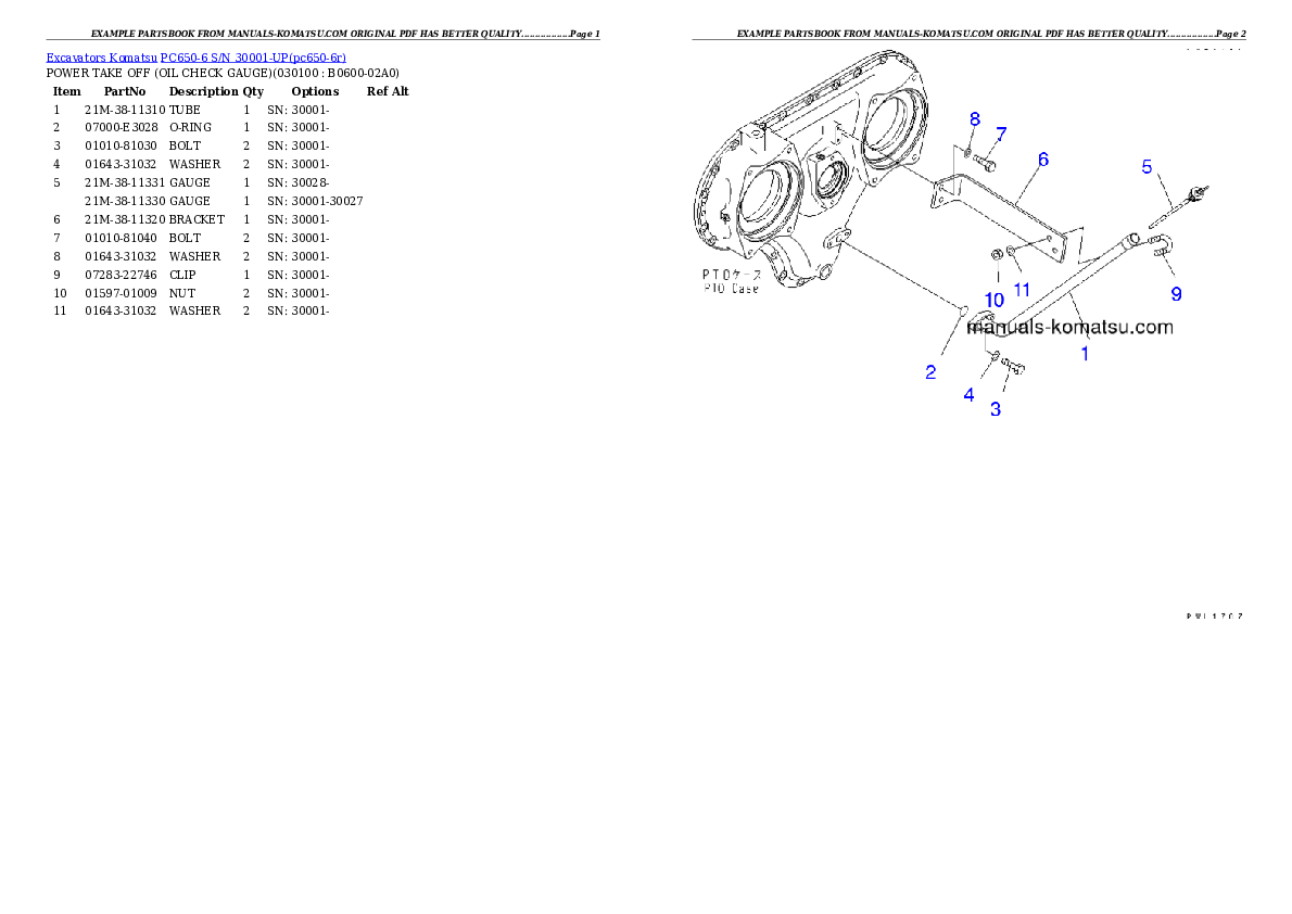 Protected: PC650-6 S/N 30001-UP Partsbook