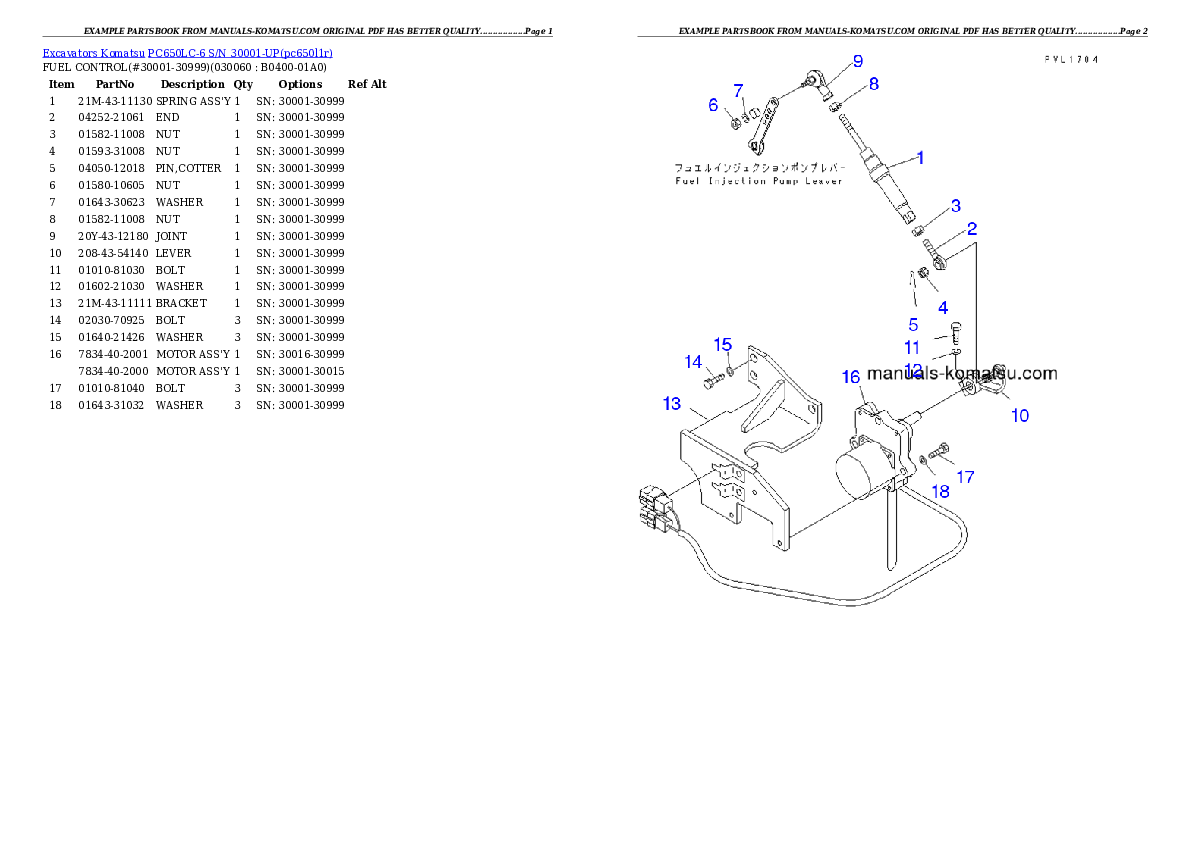 Protected: PC650LC-6 S/N 30001-UP Partsbook
