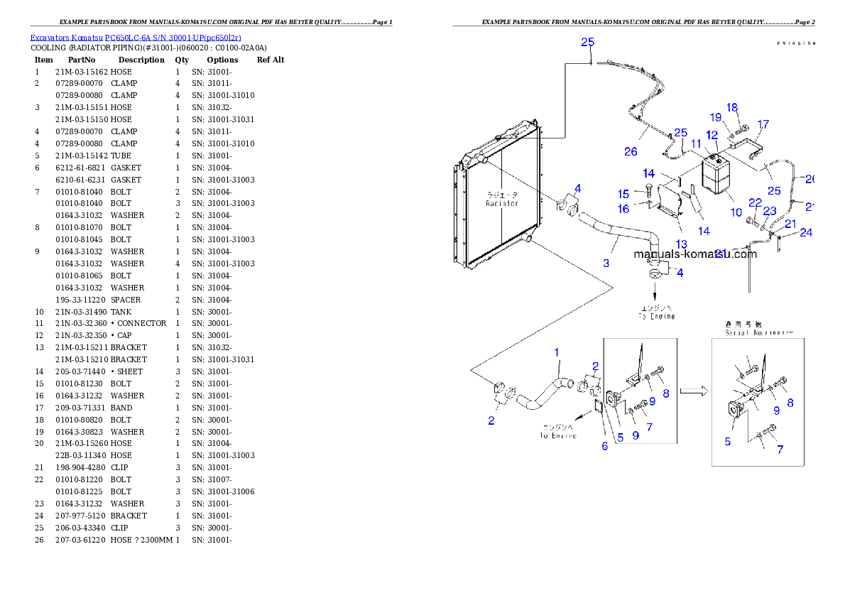 Protected: PC650LC-6A S/N 30001-UP Partsbook