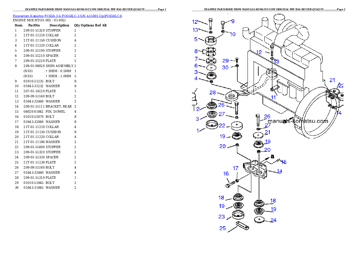 PC650-3 & PC650LC-3 S/N A15001-Up Partsbook