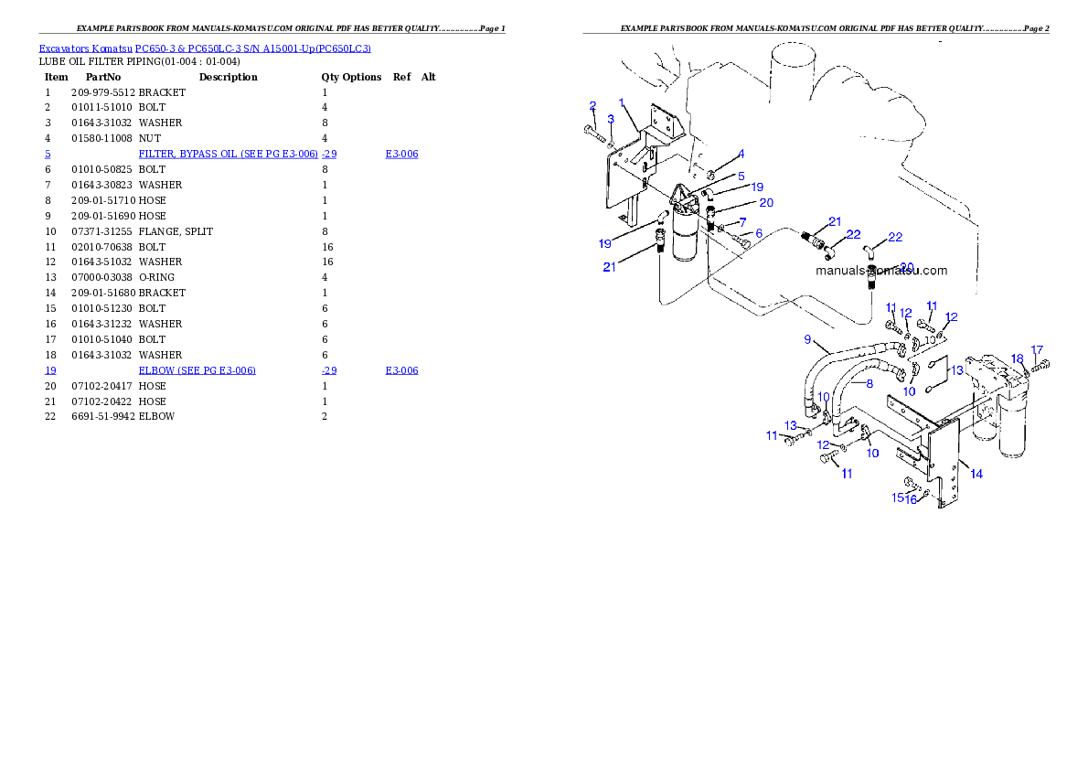 PC650-3 & PC650LC-3 S/N A15001-Up Partsbook