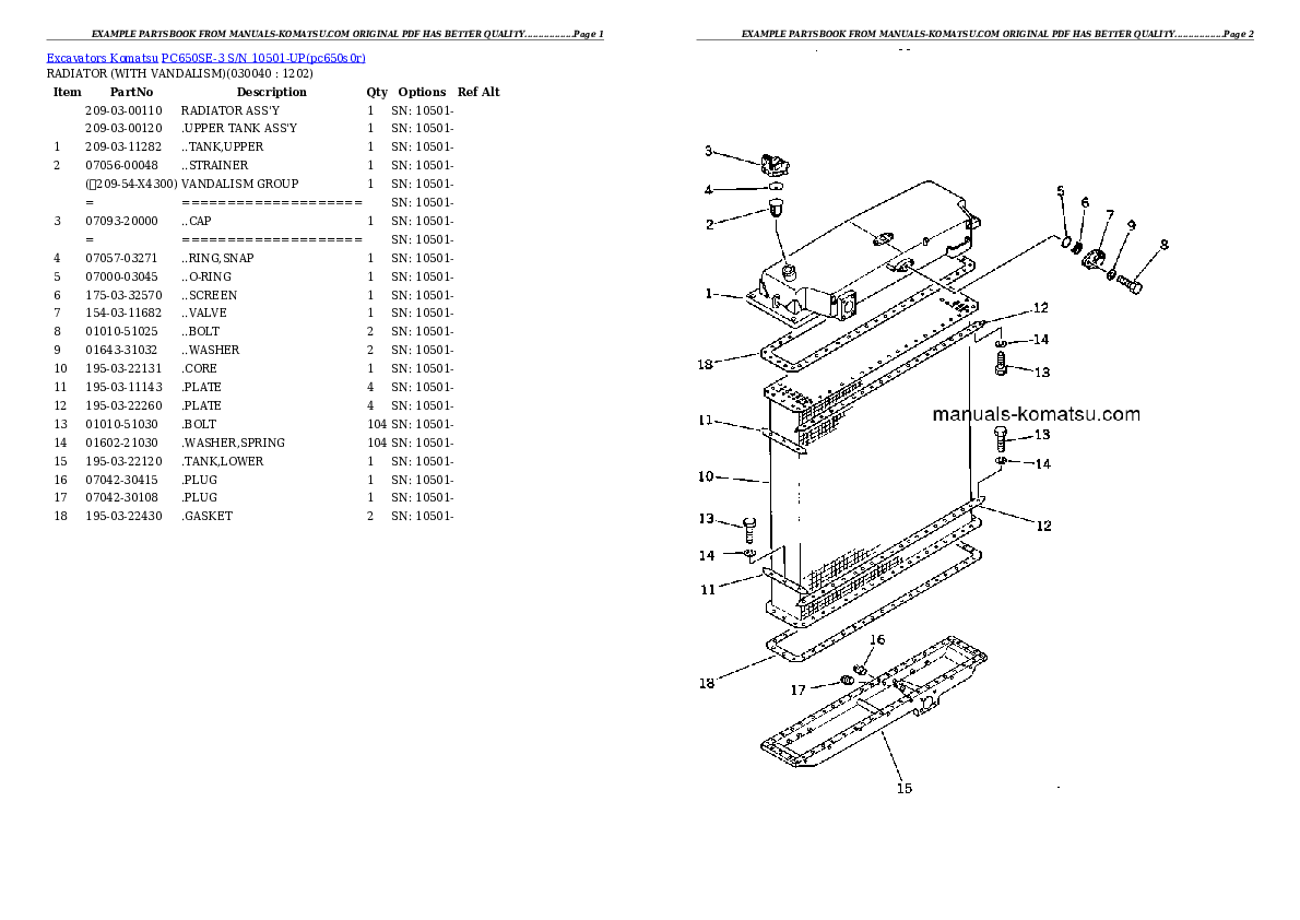 Protected: PC650SE-3 S/N 10501-UP Partsbook