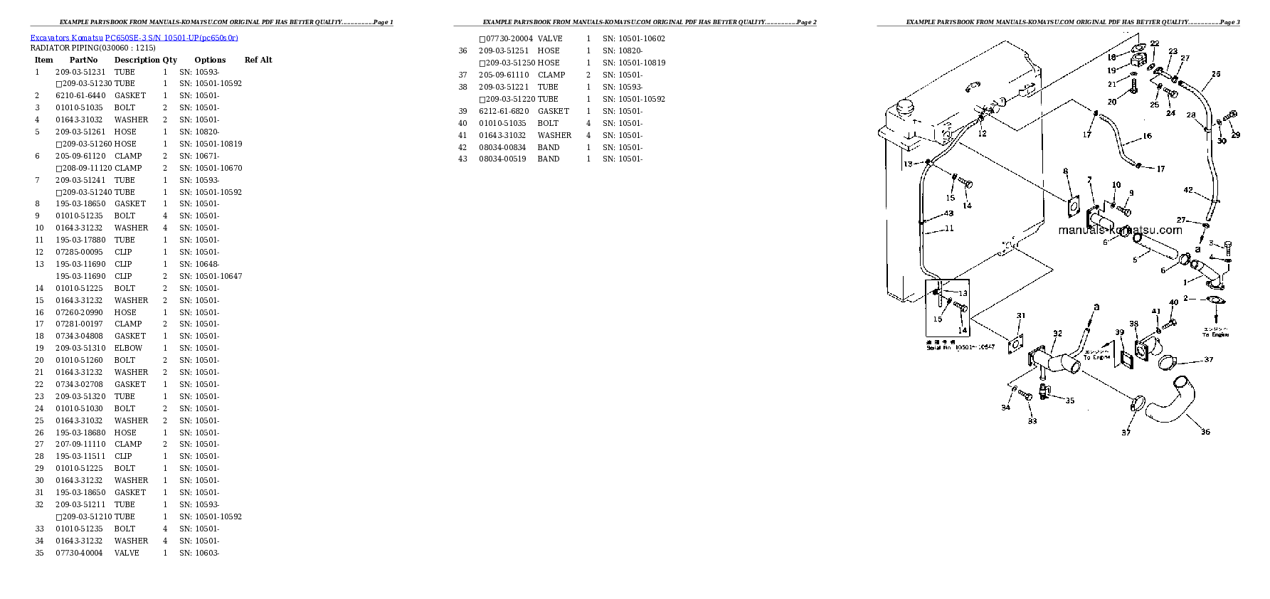 Protected: PC650SE-3 S/N 10501-UP Partsbook