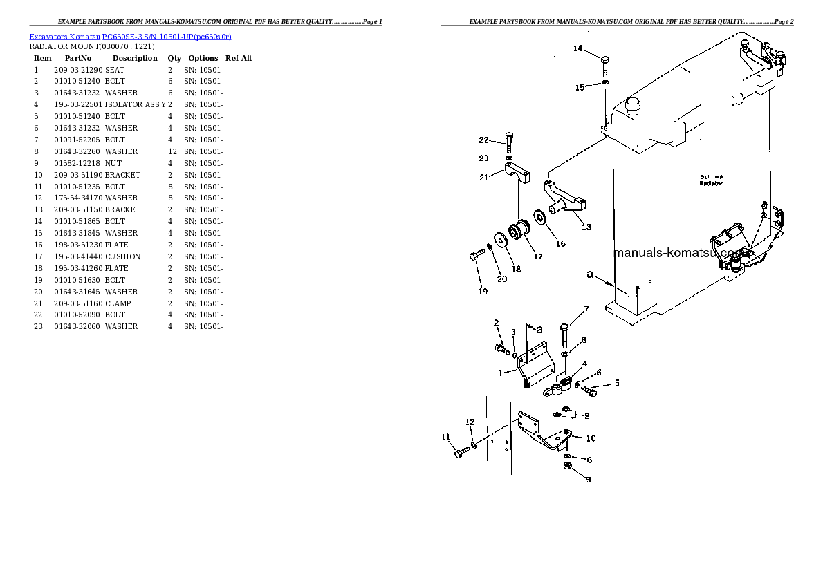 Protected: PC650SE-3 S/N 10501-UP Partsbook