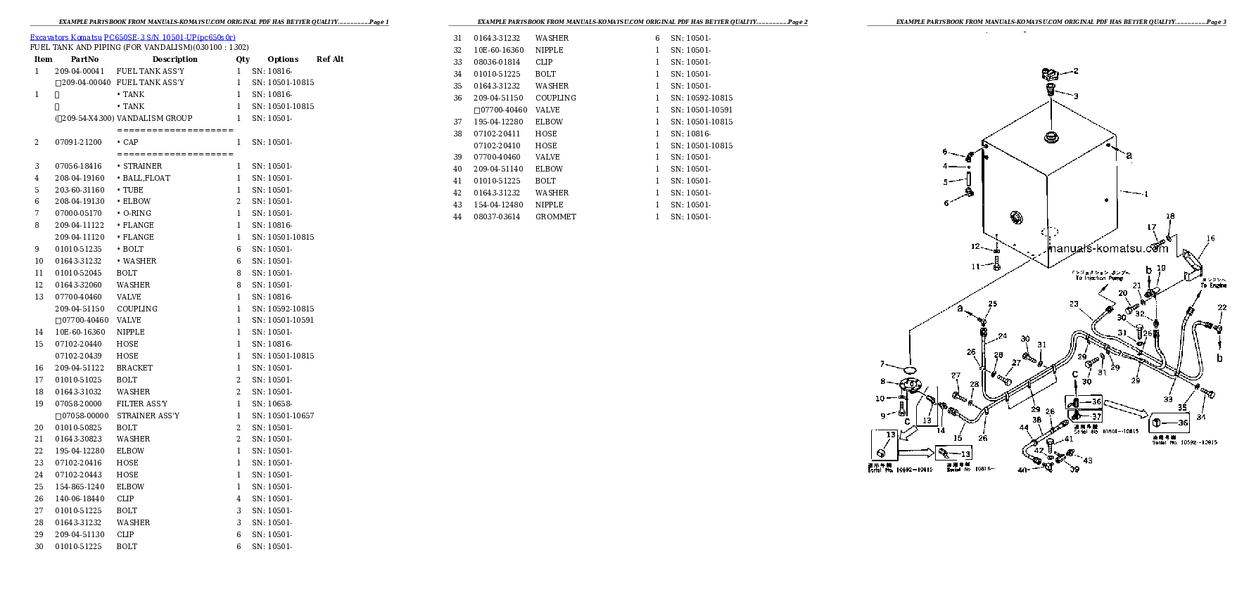 Protected: PC650SE-3 S/N 10501-UP Partsbook