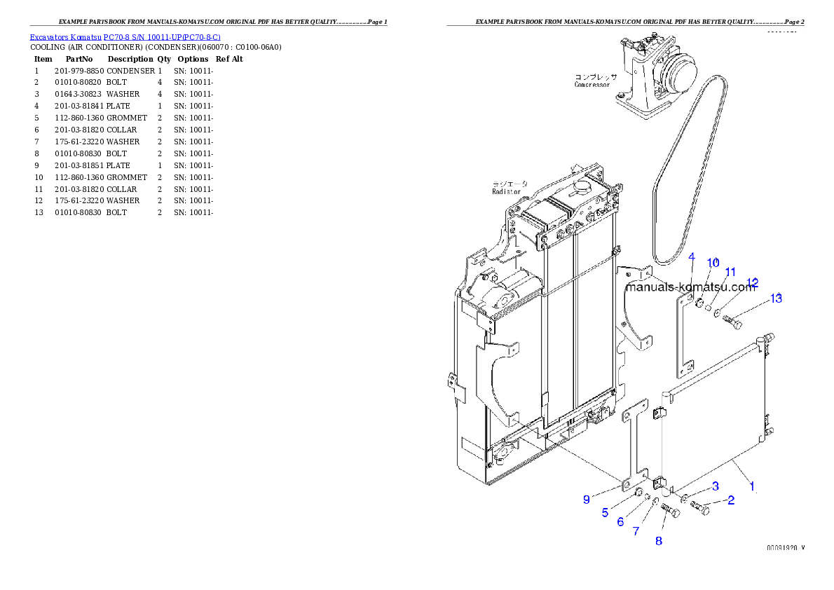 Protected: PC70-8 S/N 10011-UP Partsbook