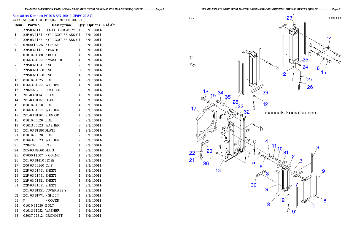 Protected: PC70-8 S/N 10011-UP Partsbook