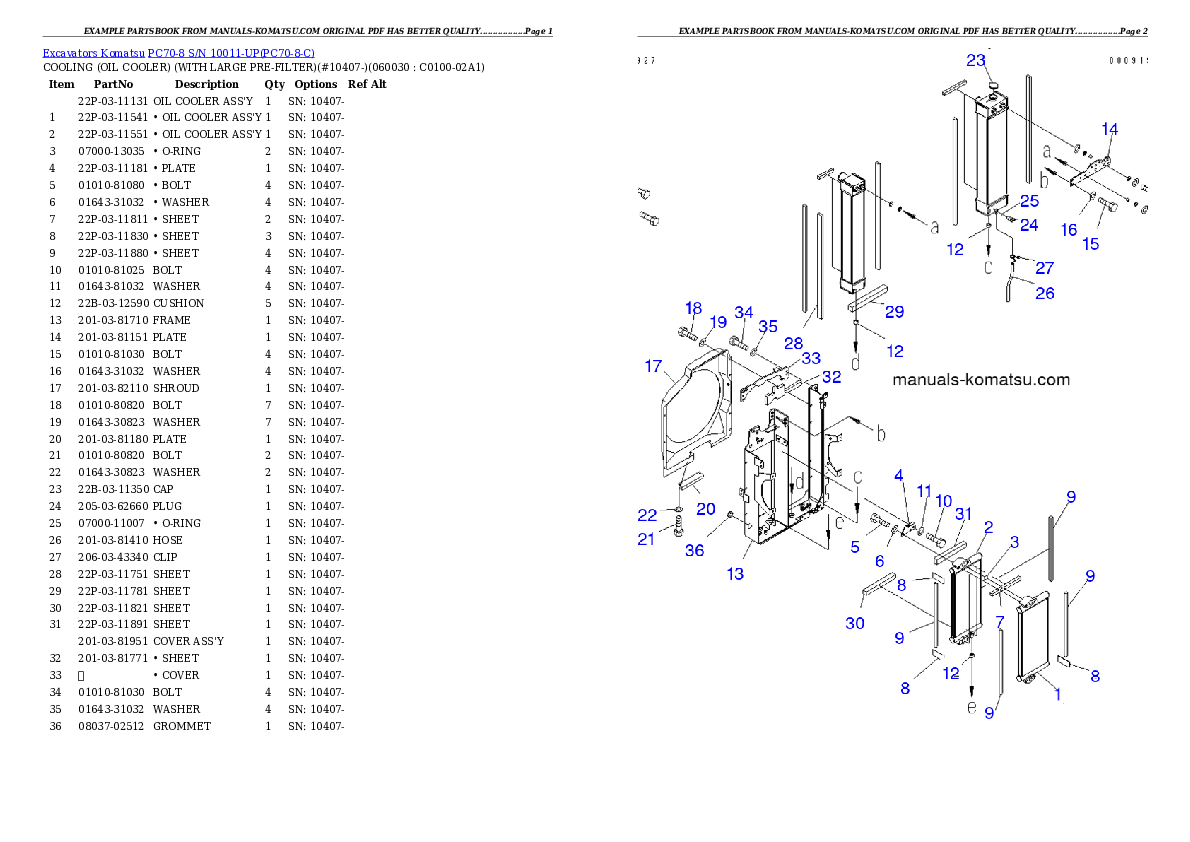 Protected: PC70-8 S/N 10011-UP Partsbook