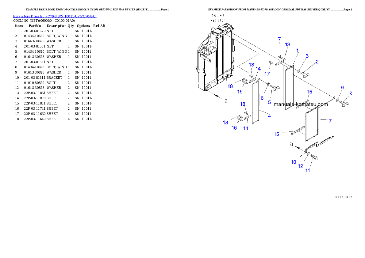 Protected: PC70-8 S/N 10011-UP Partsbook