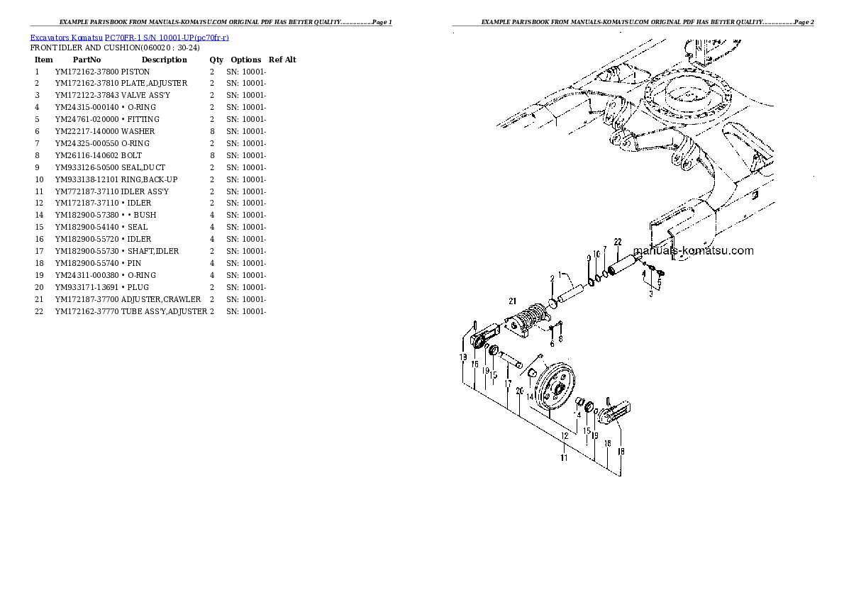Protected: PC70FR-1 S/N 10001-UP Partsbook