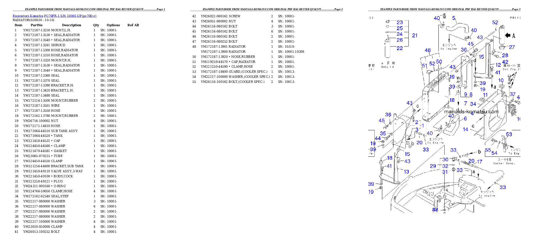 PC70FR-1 S/N 10001-UP Partsbook