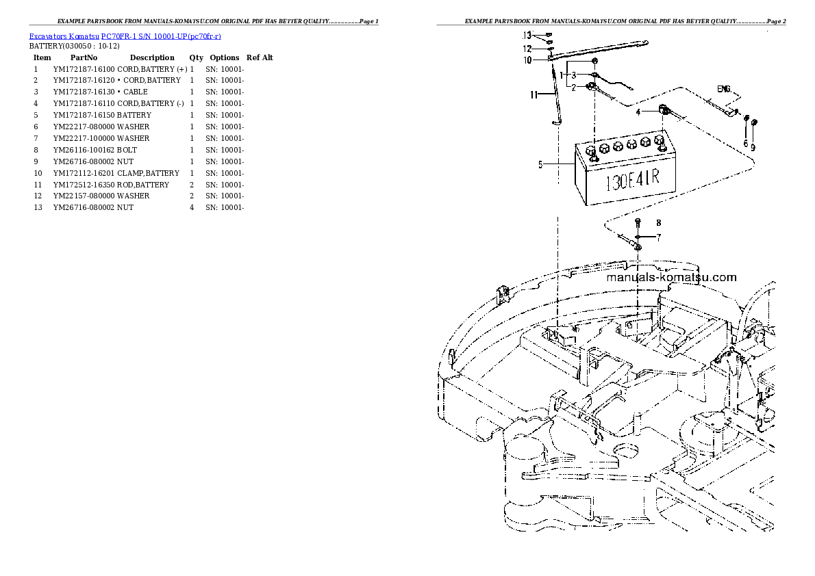 Protected: PC70FR-1 S/N 10001-UP Partsbook