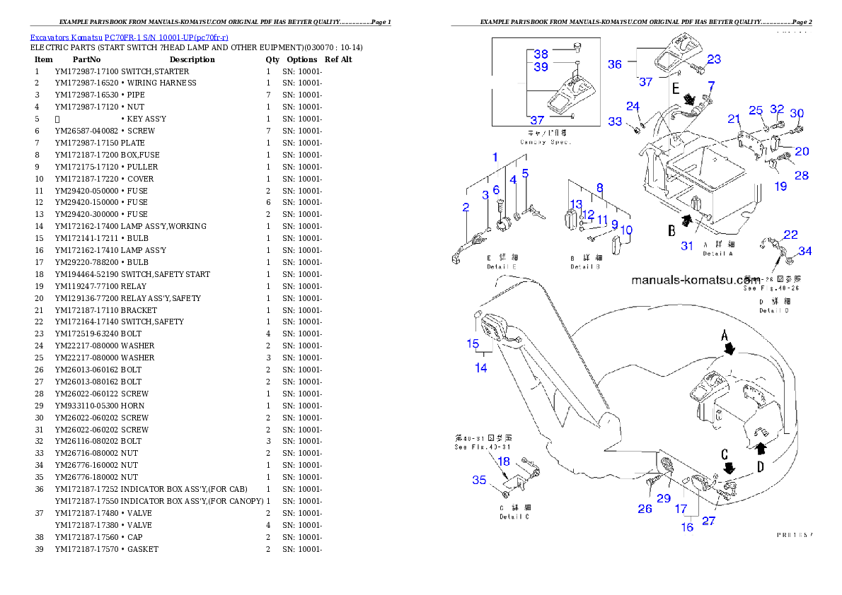 Protected: PC70FR-1 S/N 10001-UP Partsbook