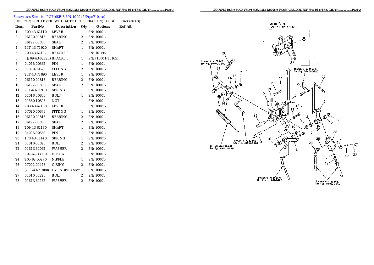 Protected: PC710SE-5 S/N 10001-UP Partsbook