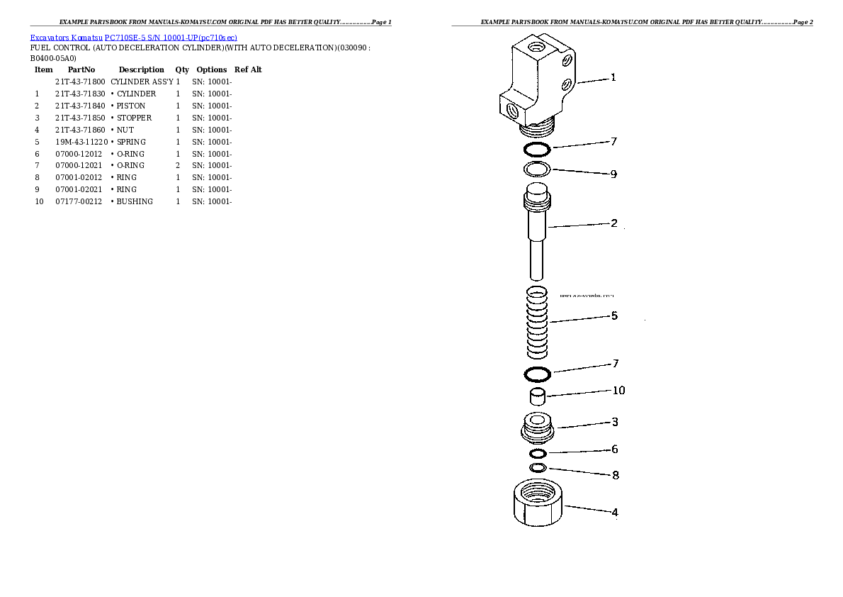 Protected: PC710SE-5 S/N 10001-UP Partsbook