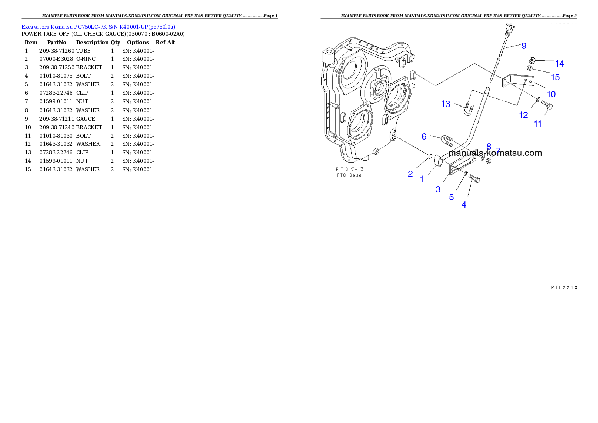 Protected: PC750LC-7K S/N K40001-UP Partsbook