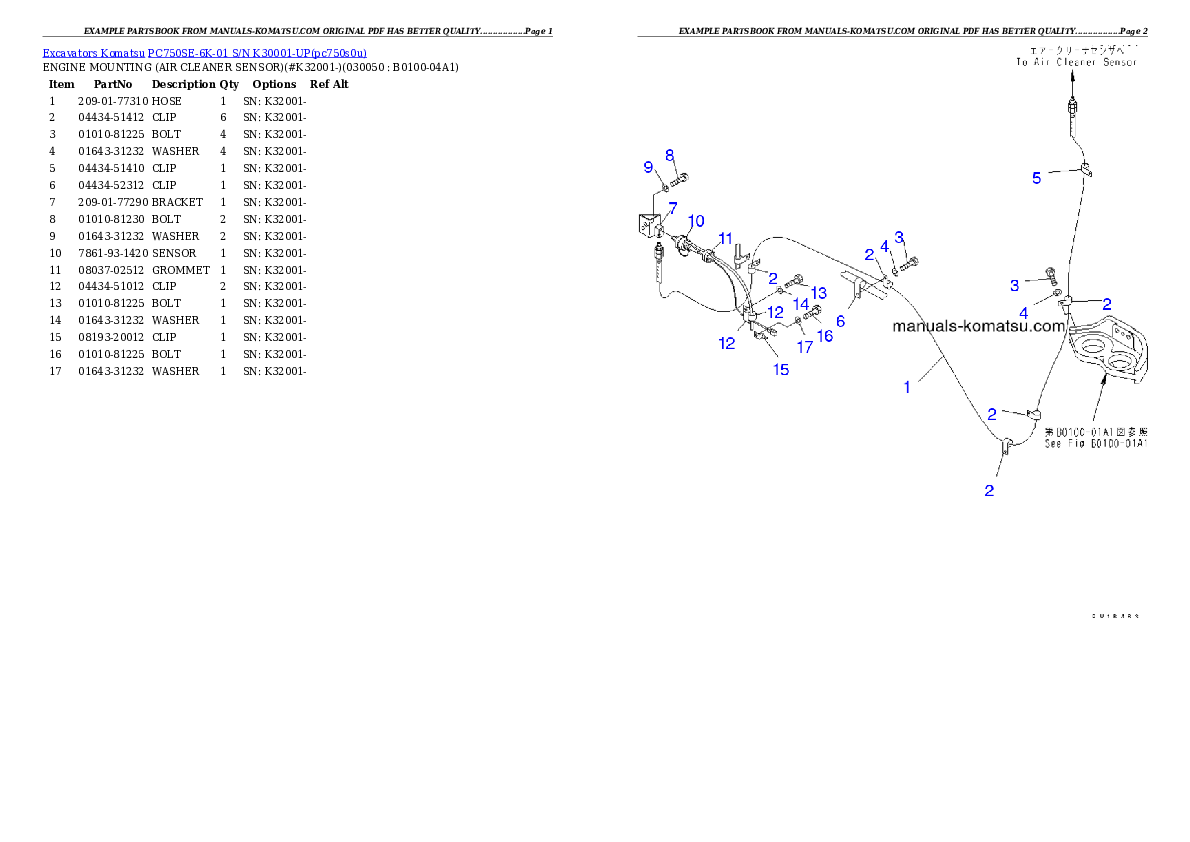 Protected: PC750SE-6K-01 S/N K30001-UP Partsbook