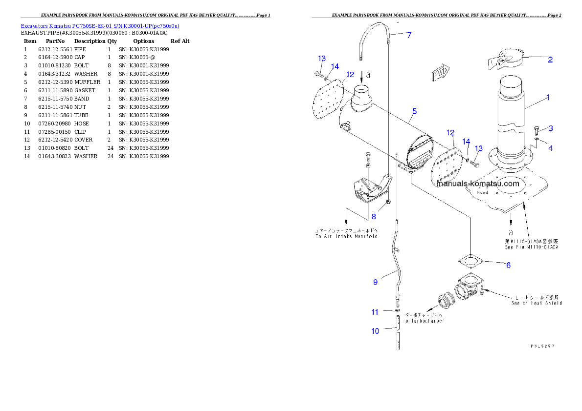 Protected: PC750SE-6K-01 S/N K30001-UP Partsbook