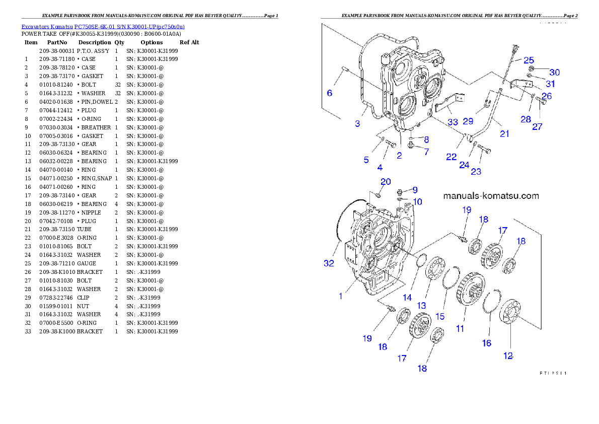 Protected: PC750SE-6K-01 S/N K30001-UP Partsbook