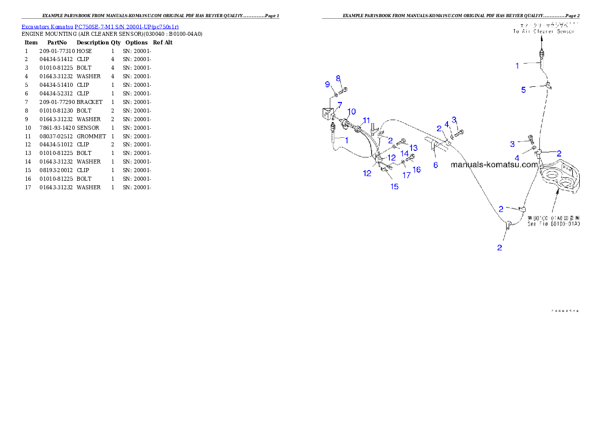 Protected: PC750SE-7-M1 S/N 20001-UP Partsbook