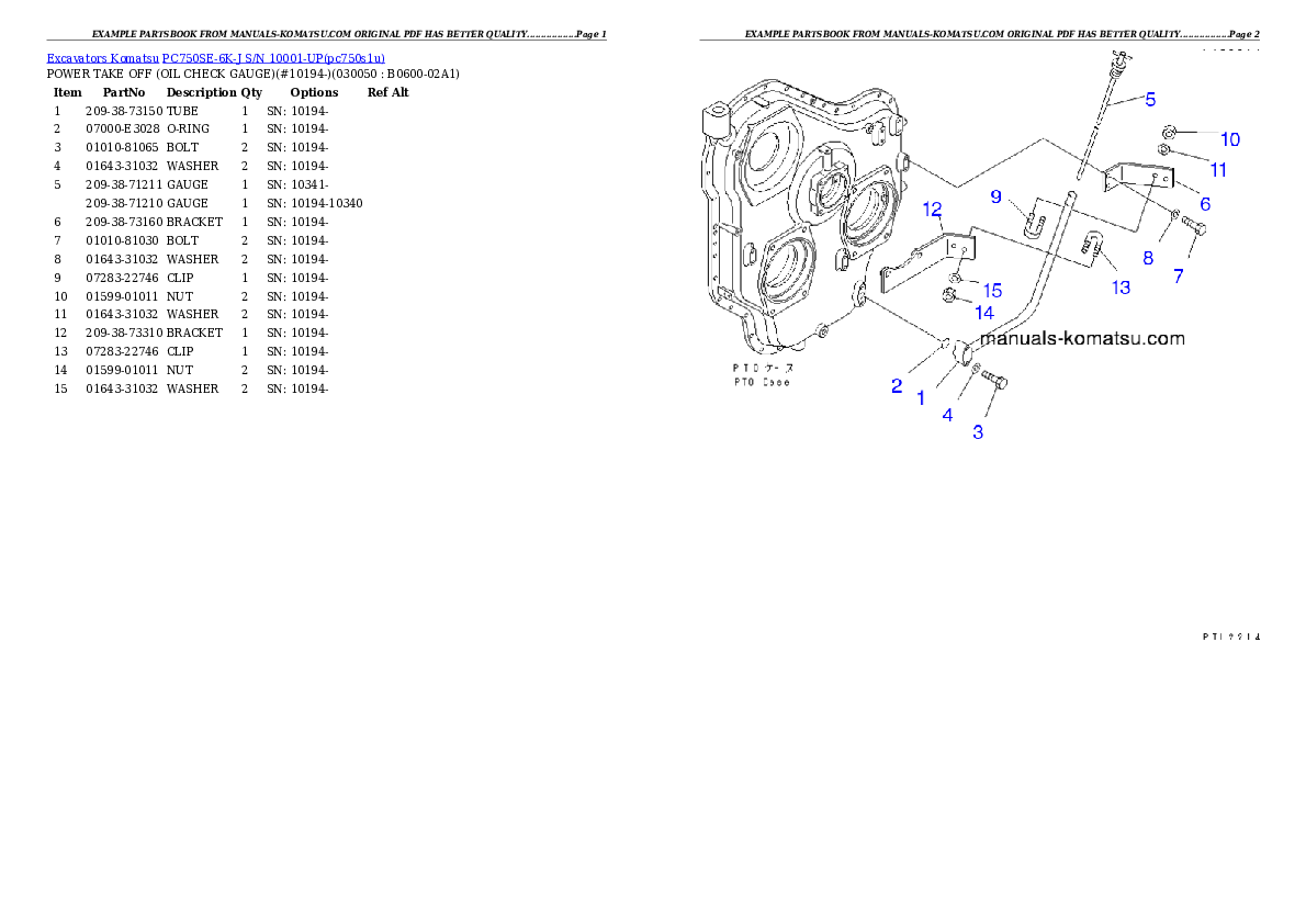 Protected: PC750SE-6K-J S/N 10001-UP Partsbook