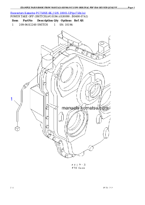 Protected: PC750SE-6K-J S/N 10001-UP Partsbook