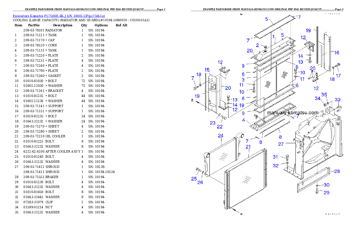 Protected: PC750SE-6K-J S/N 10001-UP Partsbook